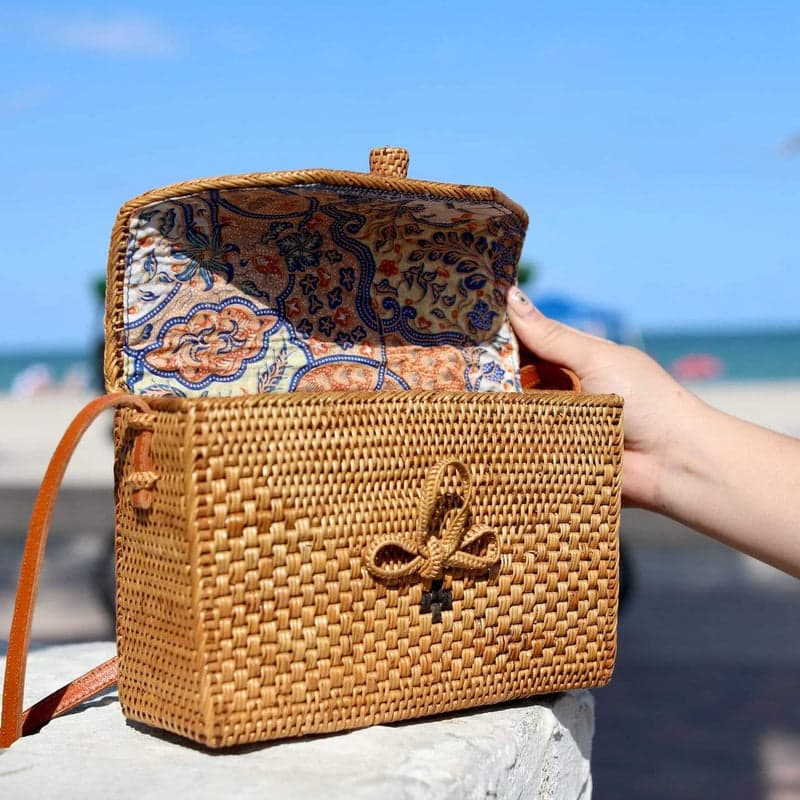 Woven Rattan Crossbody Bag