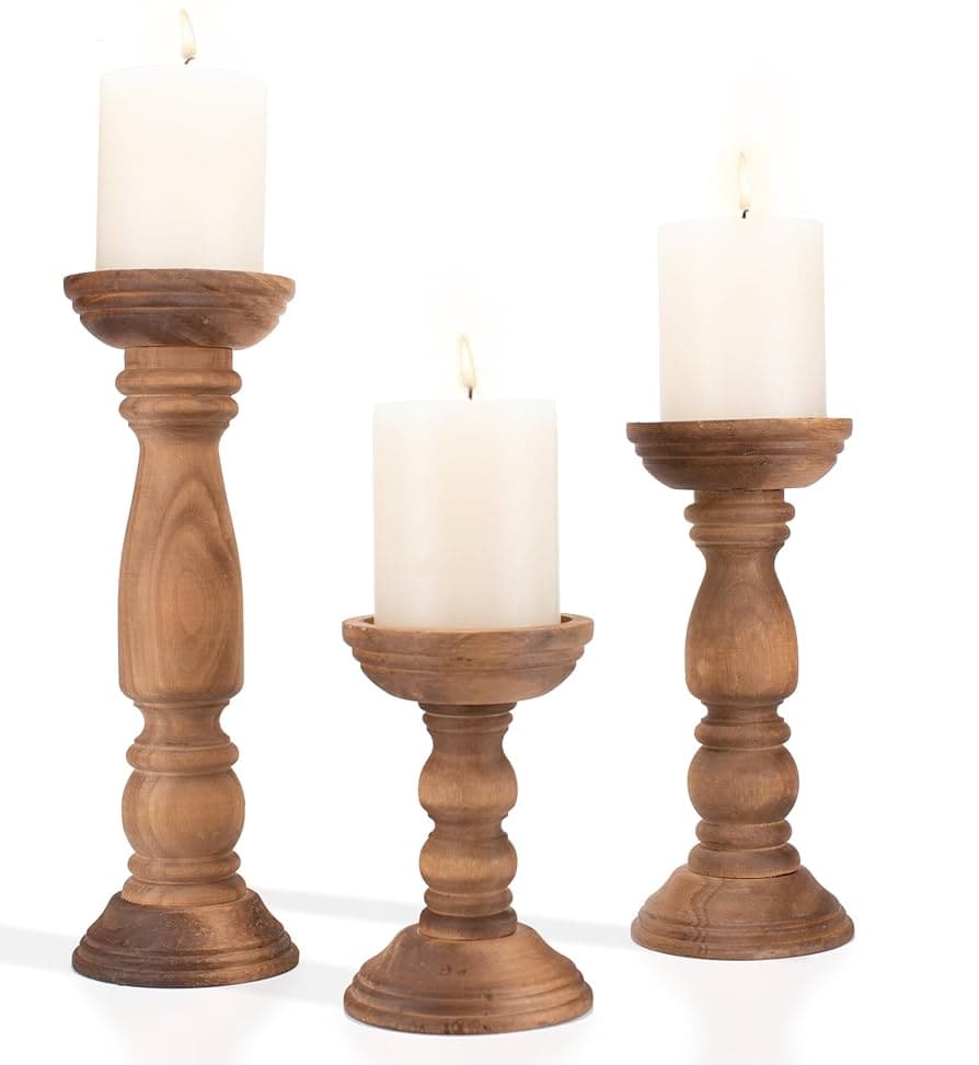 Wooden Candle Holders - Set of 3