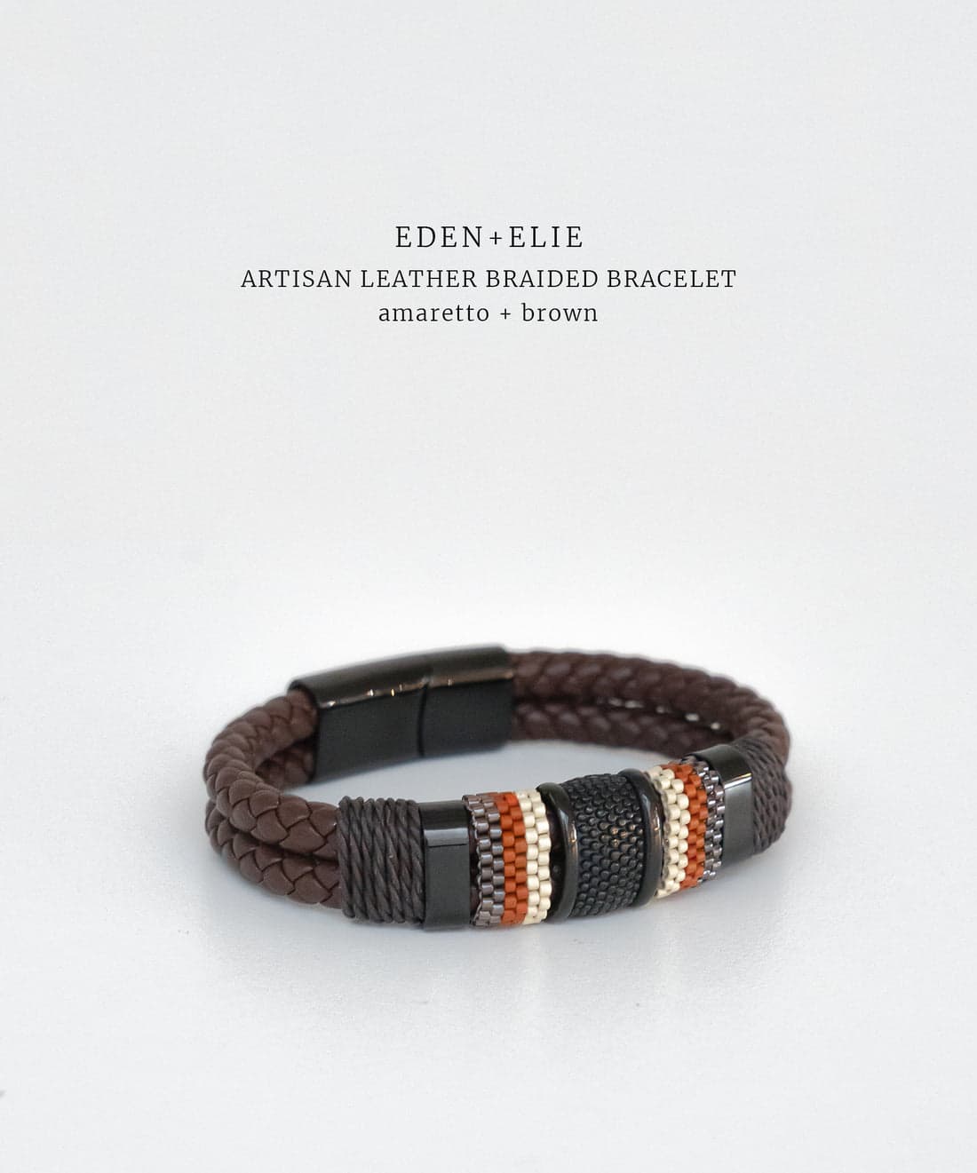 Leather Braided Bracelet- Amaretto + Brown