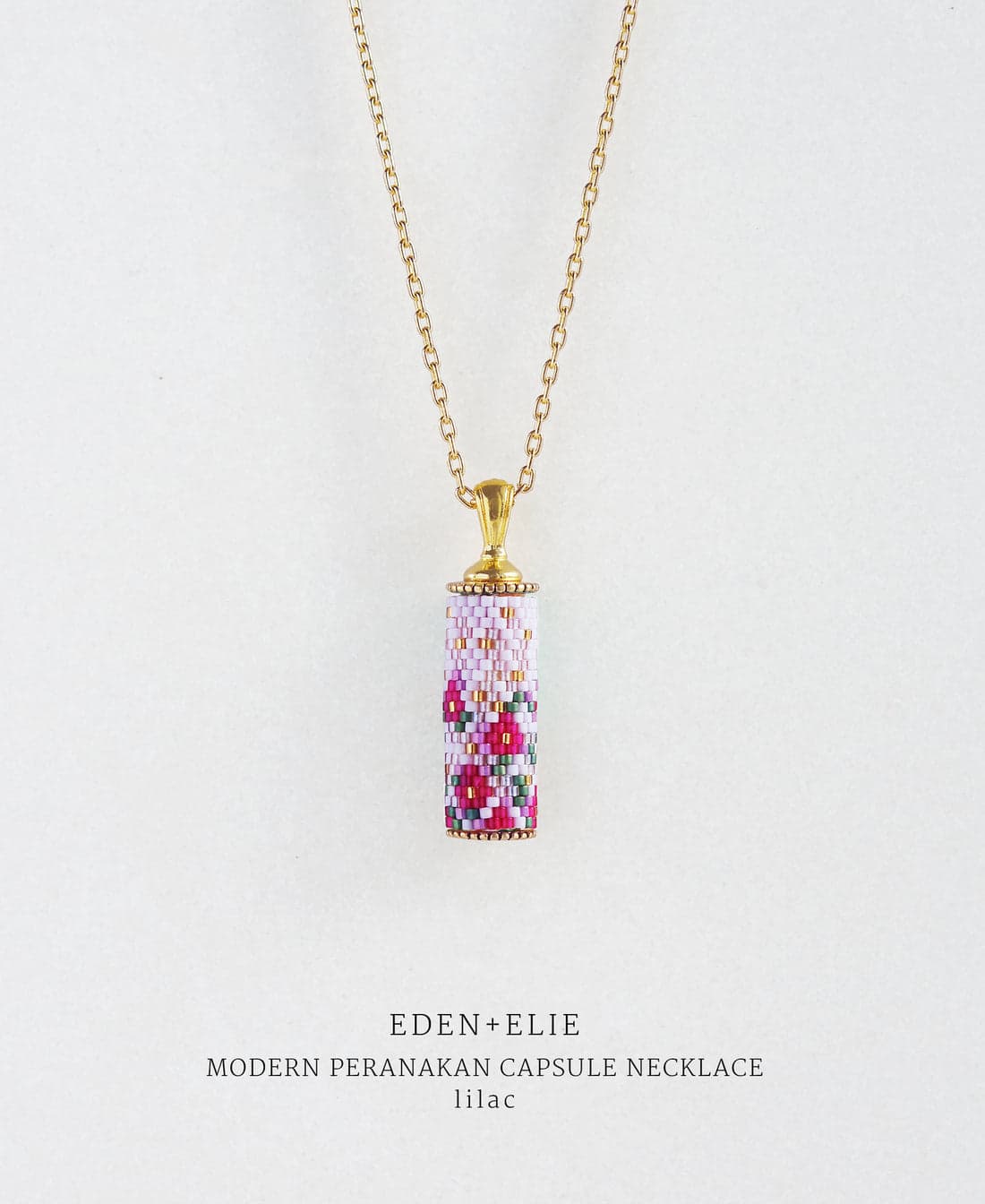 Modern Peranakan capsule pendant necklace