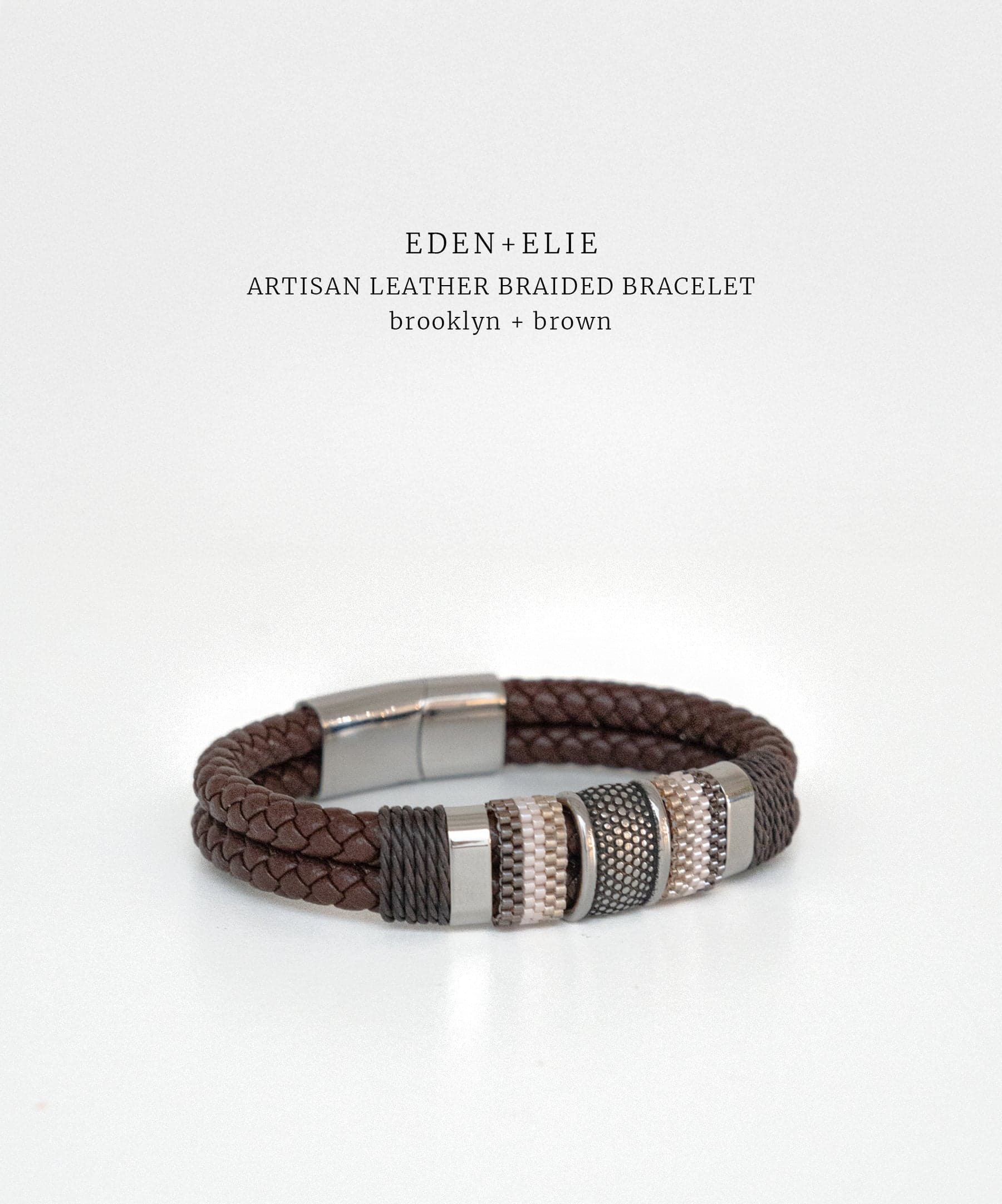 Leather Braided Bracelet- Brooklyn + Brown